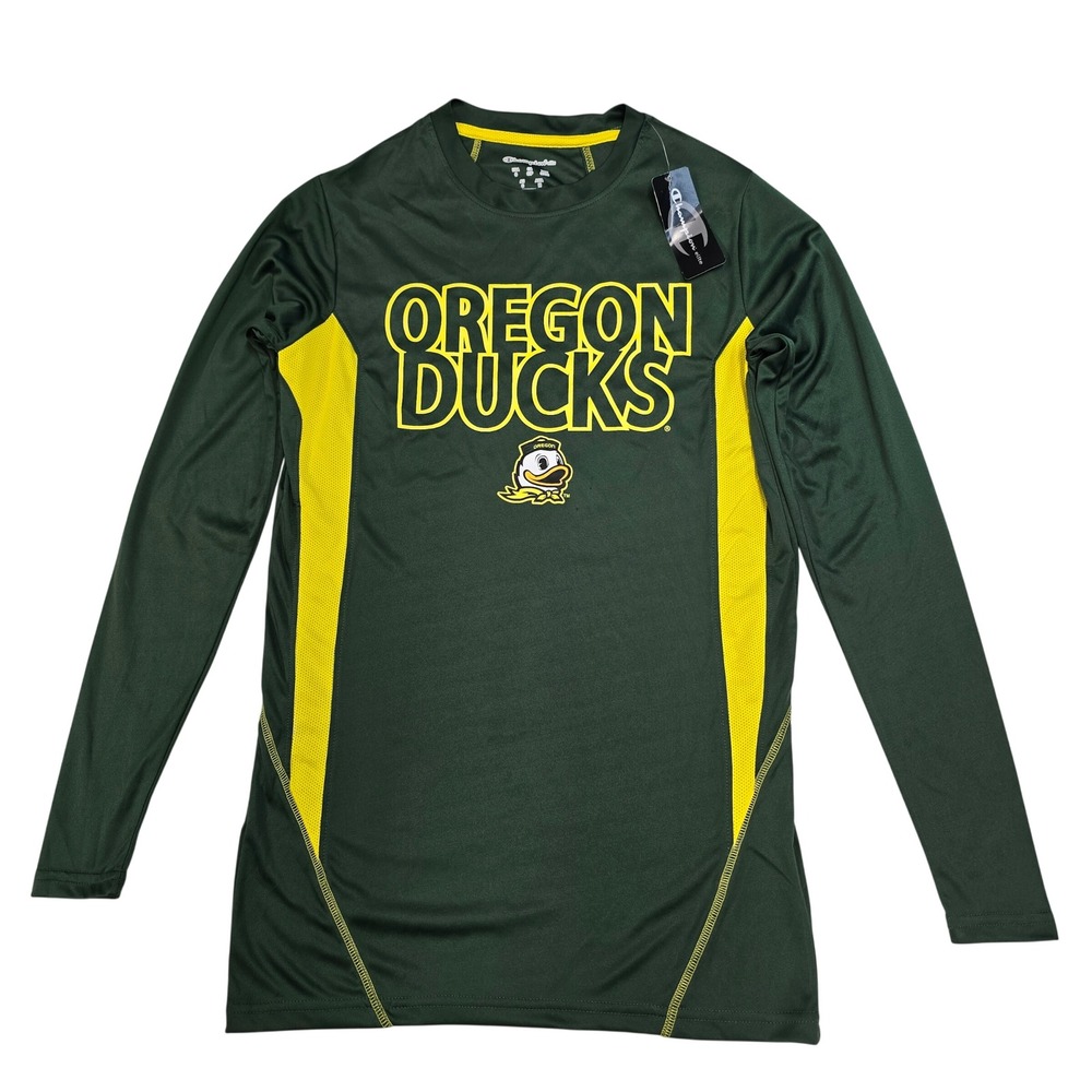 Champion Oregon Ducks Mens Small Green Long Sleeve Performance Shirt